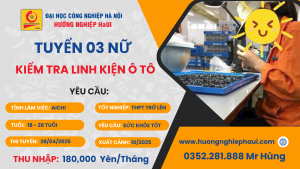 Tuyển 03 Nữ Kiểm Tra Linh Kiện Ô Tô Làm Việc Tại Tỉnh AICHI